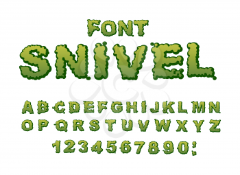 Snivel font. Slippery lettering. Booger alphabet. Green slime letters. Snot ABC. Mucus typography