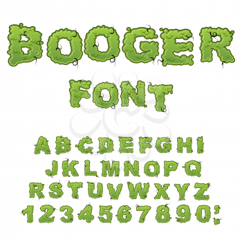 Booger font. Slippery lettering. Snivel alphabet. Green slime letters. Snot ABC. Mucus typography