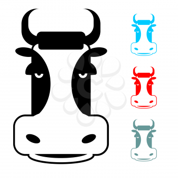Cow icon flat style. Head farm animal stencil. Cute beef