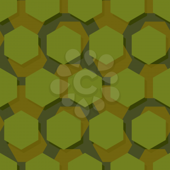 Military polygonal seamless pattern. Army abstract hexagon texture. Protective ornament for soldiers. Green soldiery background. war khaki for hunters and troops