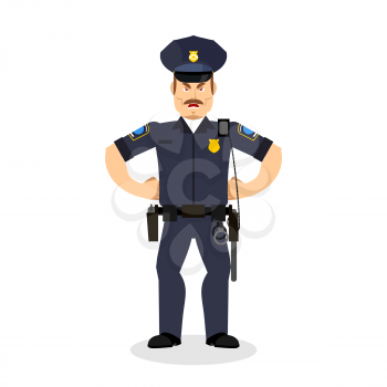 Angry policeman. wrathful Cop. Aggressive officer police
