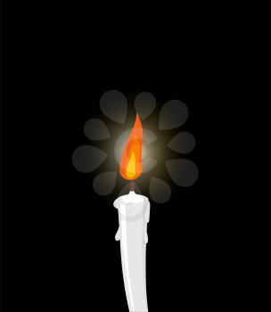 White candle on black background. Grief, mourning. Illustration in memory of dead.
