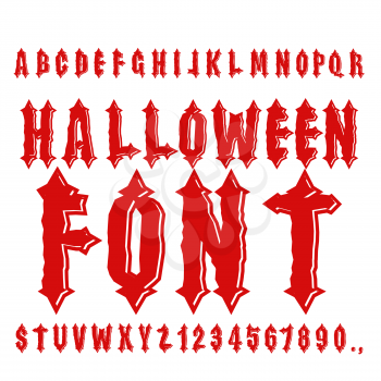 Halloween font. Ancient alphabet. Blood Gothic letters. Vintage ABC. Bloody awful lettring for holiday
