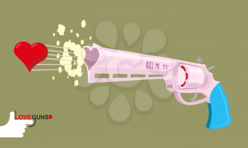 Arms of love. Magnum love. Colt Gun shoots hearts. Valentines day