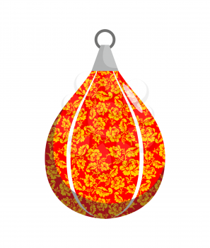 Boxing pear in Khokhloma style. Russian Traditional national floral pattern. Russia Patriot sports accessories for boxing
