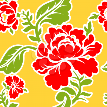 Russian traditional floral pattern. National ornament Khokhloma. Roses and leaves texture. Retro folk flower background