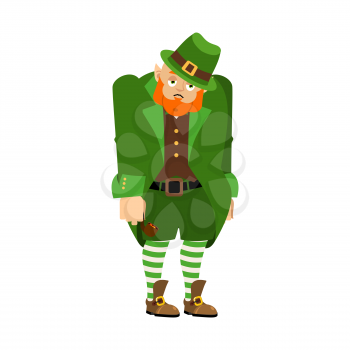 Leprechaun Sad. Dwarf with red beard sorrowful Emoji. Irish elf emotions. St.Patrick 's Day. Holiday in Ireland