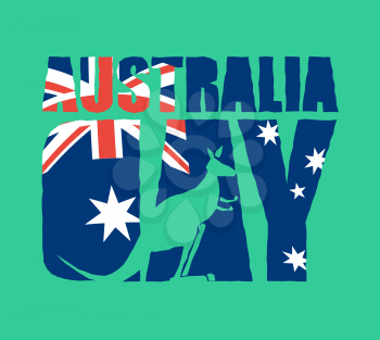 Australia Day emblem holiday. Kangaroos and Australian flag. Logo for traditional feast
