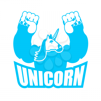 Unicorn is strong and angry. Powerful and Aggressive magic monster. Symbol sports team
