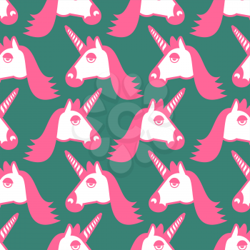 Unicorn seamless pattern. Head of fantastic animal background. Magic beast texture

