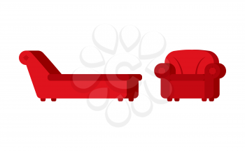Couch and chair of psychologist. Psychotherapist furniture for patients
