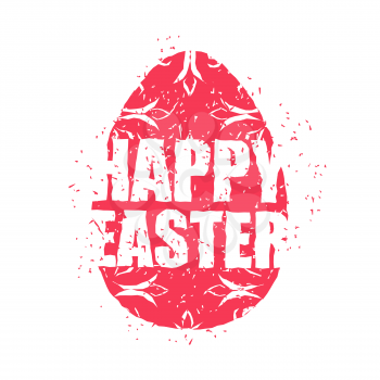 Happy easter emblem. Egg symbol Religion holiday. Grunge style. Brush and splashes.
