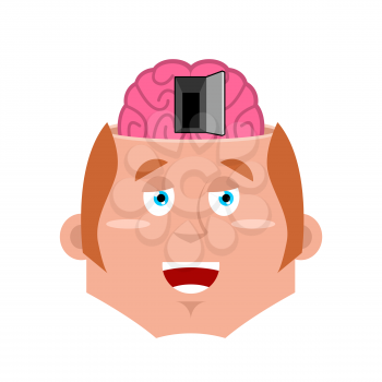 Man and open door to brain. Psychology illustration. NLP concept