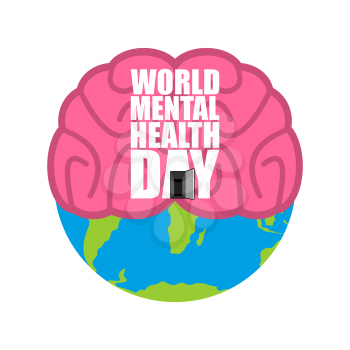 World Mental Health Day. Brain and earth.  
