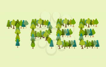 Tree lettering. Letters from Forest. Nature typography
