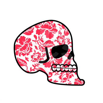 Skull of flowers. Head of skeleton and flower
