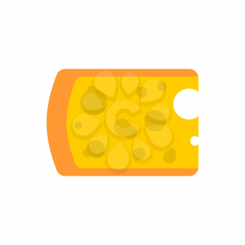 Cheese piece isolated. Yellow dairy product on white background
