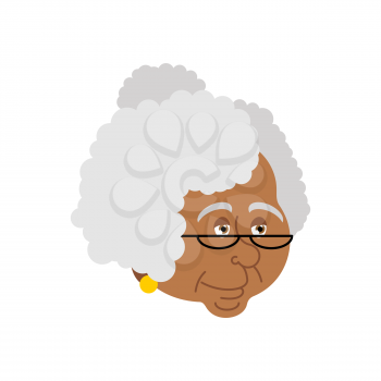 Grandmother African-American portrait. Old woman face. crone isolated. gammer with glasses
