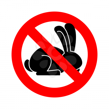 Stop rabbit. ban bunny hare is forbidden. Red prohibitory road sign 
