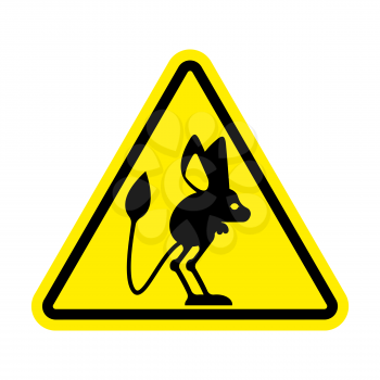 Attention Jerboa. Caution Steppe animal. Yellow triangle road sign
