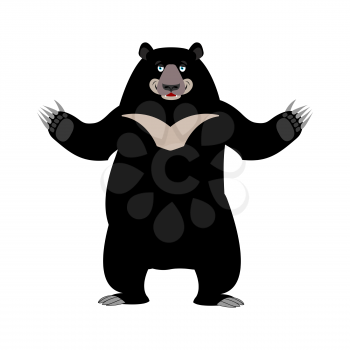Himalayan bear happy emotion. Merry wild animal emoji. Black big beast
