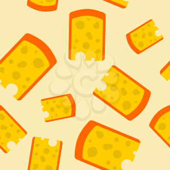 Cheese piece seamless pattern. Yellow dairy product background
