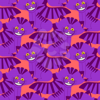 Cheshire cat smile pattern. texture Fantastic pet alice in wonderland. Magic animal background

