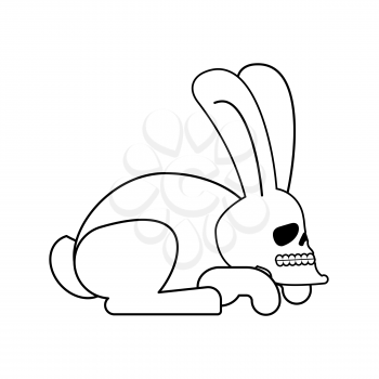 Rabbit skull. White  bunny with skeleton head with ears
