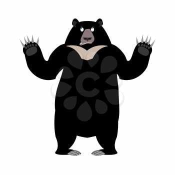 Himalayan bear Surprise emotion. wonderl wild animal emoji. Black big beast
