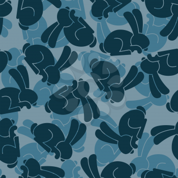 Military texture rabbit. Army bunny seamless texture. Soldiers hare background. protective pattern. Kids Camouflage from animals
