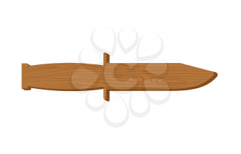 Wooden training knife isolated. Knife board on white background