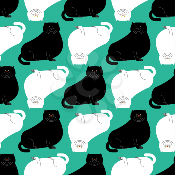 Fat white and black cat pattern. Big Thick pet home background
