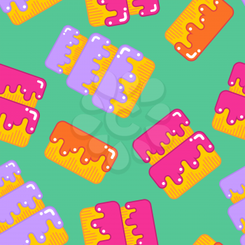 cake seamless pattern. Dessert for birthday and holiday background. Sweets with cream texture