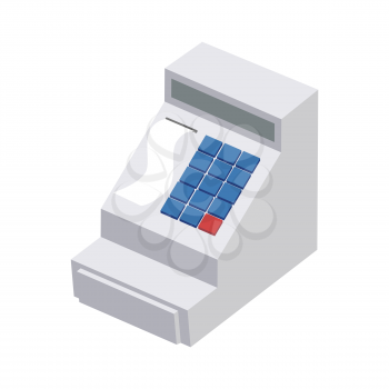 Cash register isolated. Financial accessory store on white background