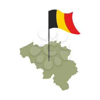 Belgium Map and flag. Belgian banner and land territory. State patriotic sign
