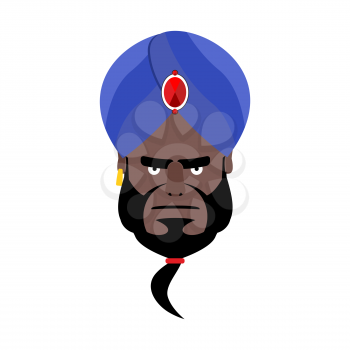 Indian face in turban angry Emoji. Head man of India evil emotion isolated