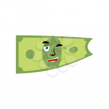 Money winks emotion. Cash Emoji cheerful. Dollar isolated
