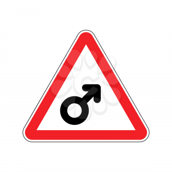 Attention Man. Male sign on red triangle. Road sign Caution