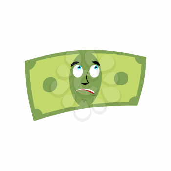 Money surprised emotion. Cash Emoji astonished. Dollar isolated
