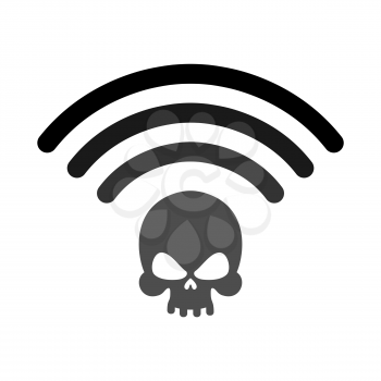 Wi-fi death. WiFi mortal. Wireless connection skull. Passing doom. demise at distance