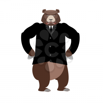 Bear boss. Grizzly businessman in business suit. Wild animal
