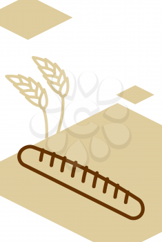 Bakery template design blank, poster. Baguette and wheat ears
