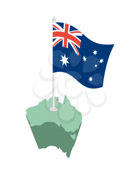 Australia map and flag. Australian resource and land area. State patriotic sign