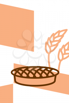Bakery template design blank, poster. Pie and wheat ears
