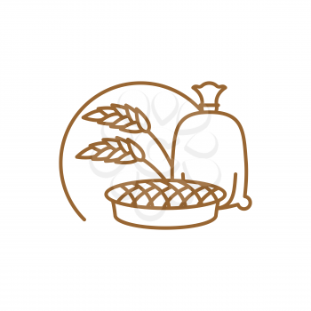flour bag and pie Line icon. Sign for production of bread and bakery
