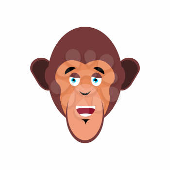 Monkey happy Emoji. marmoset merry emotion isolated. Chimpanzee face
