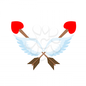 Valentines Day emblem. Cupid logo. Arrow heart and wings
