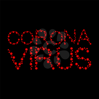 Coronavirus lettering. 2019-nCoV  Pandemic virus and bacteria letters. Global epidemic disease text