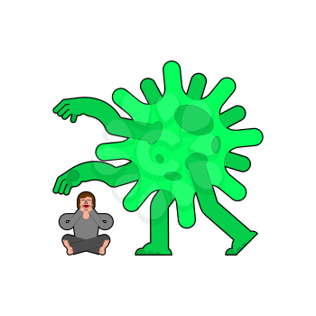 Coronavirus attack on humans. Pandemic virus and man. Global epidemic disease 2019-nCoV Novel virus and guy