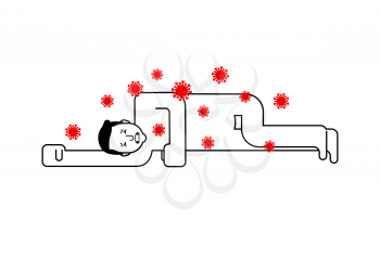 Death from coronavirus. Dead man and virus. Sign For infographics. Pandemic virus illustration. Global epidemic disease 2019-nCoV Novel virus